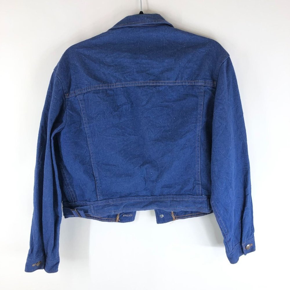 elpico Womens Denim Jacket Vintage Retro Trucker Purple Blue 26 US L - Picture 2 of 4